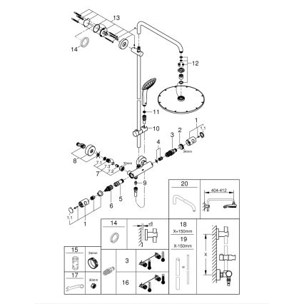 GROHE 26075AL0 - Shower System EUPHORIA SYSTEM 310 450 mm Graphite