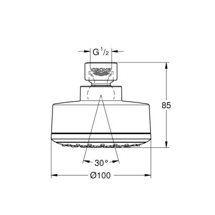 GROHE 26366001 - RAINSHOWER 210 mm overhead shower, polished chrome