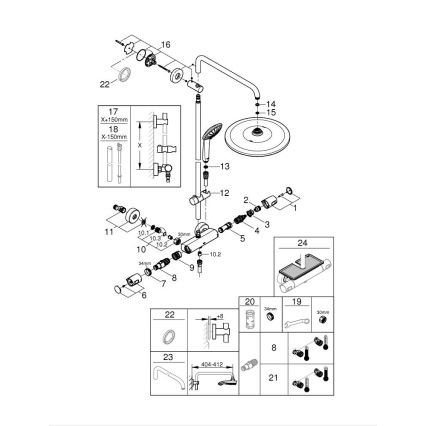 GROHE 26400001 - VITALIO JOY SYSTEM 310 Shower System, 450 mm, Polished Chrome