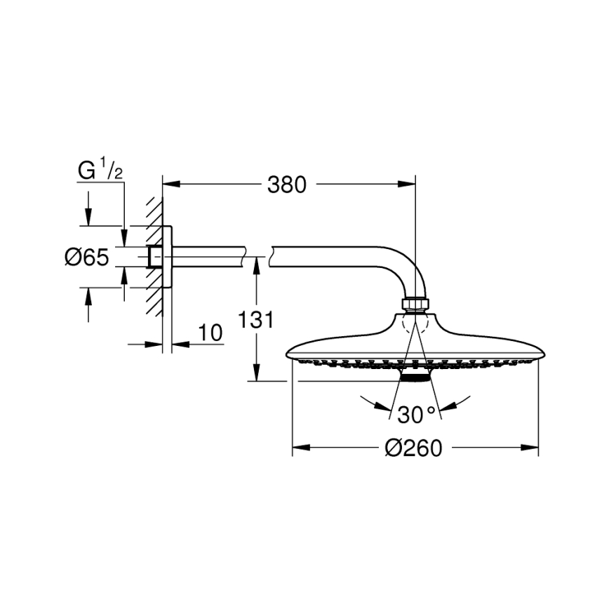 GROHE 26459000 - EUPHORIA 260 Overhead Shower, 380 mm, Polished Chrome