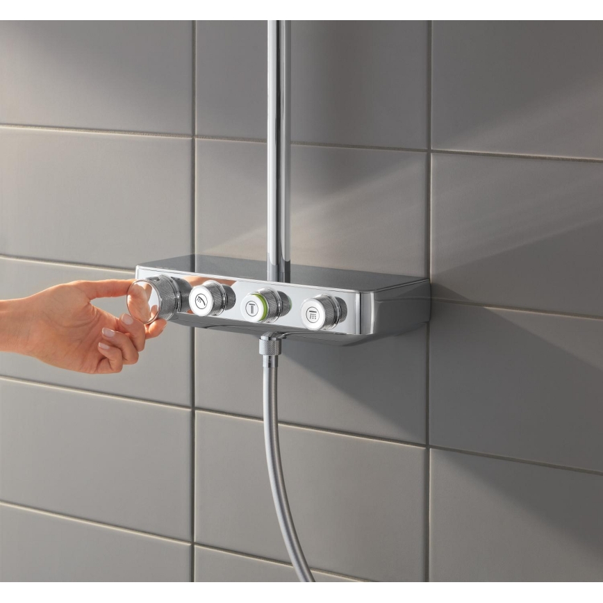 GROHE 26508000 - EUPHORIA SMARTCONTROL 310 CUBE Shower System, Polished Chrome