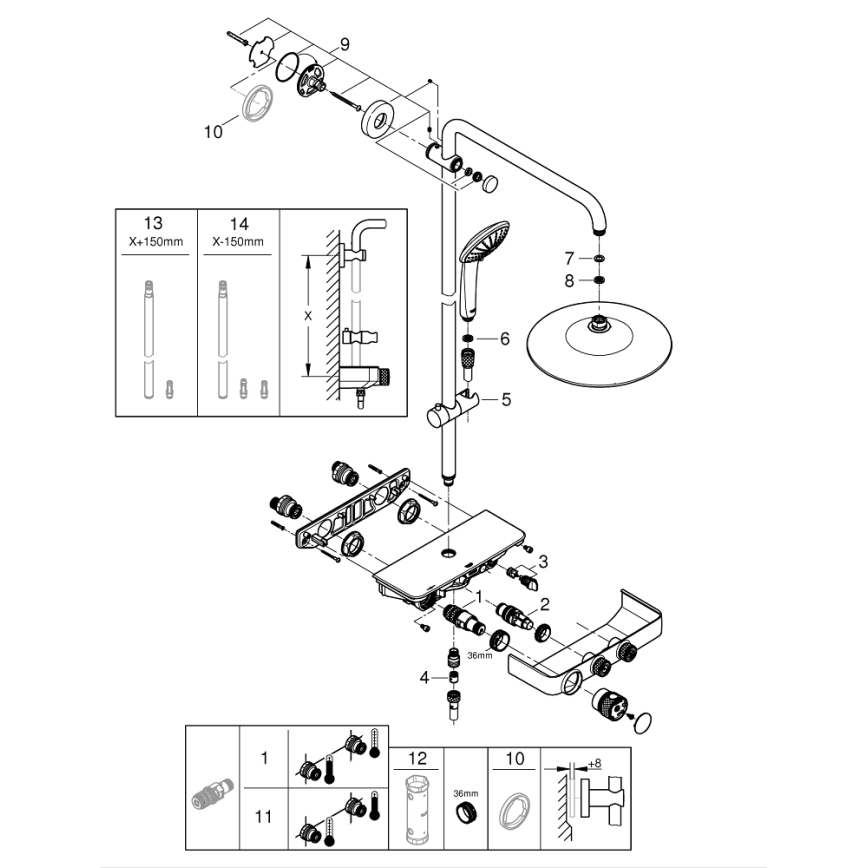 GROHE 26509000 - EUPHORIA SMARTCONTROL 260 mm shower system, polished chrome