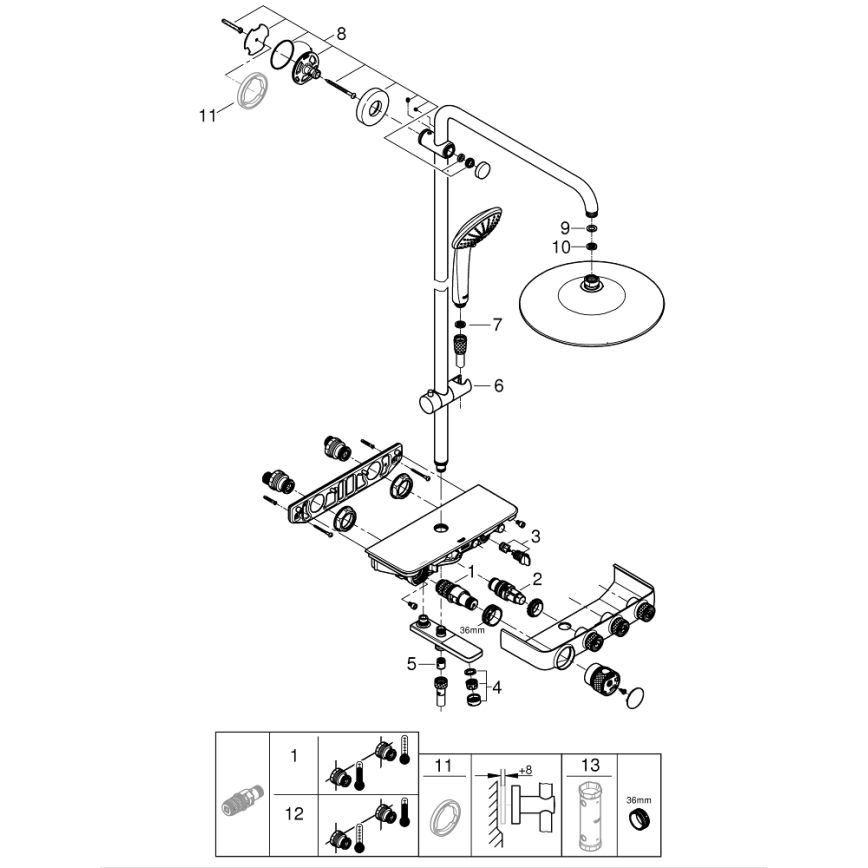 GROHE 26510000 - EUPHORIA SMARTCONTROL Shower System 450 mm Polished Chrome