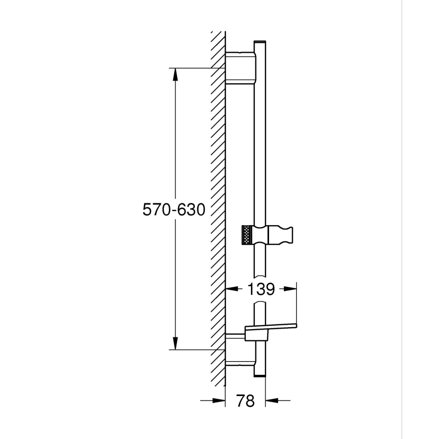 GROHE 26602AL0 - SMARTACTIVE 600 mm Graphite Shower Rail