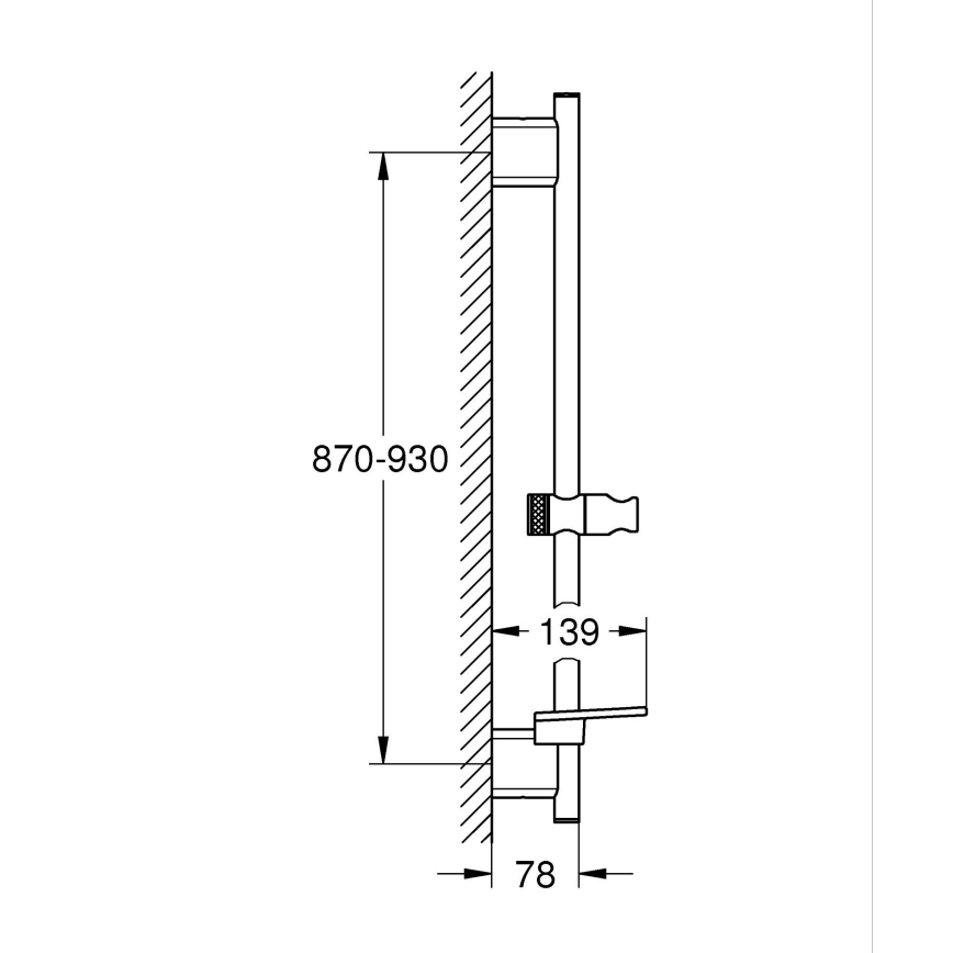 GROHE 266032430 - SMARTACTIVE 900 mm Shower Rail, Black