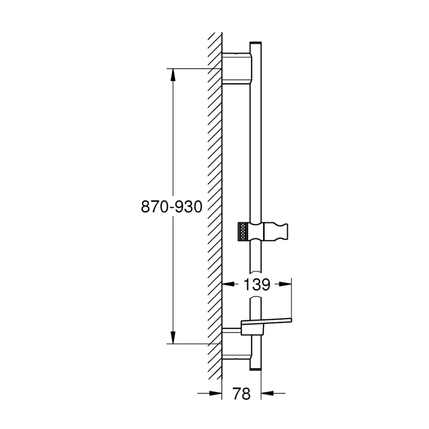 GROHE 26603DC0 - RAINSHOWER SMARTACTIVE 900 mm Shower Rail, Matte Chrome