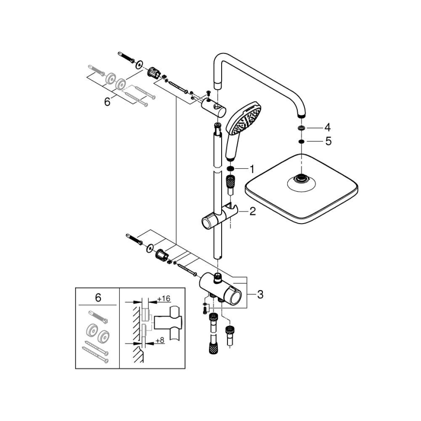 GROHE 266982431 - VITALIO COMFORT 250 390 mm Black Shower System