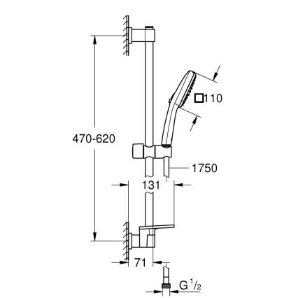 GROHE 26929001 - VITALIO COMFORT 110 Shower Set 600 mm Polished Chrome