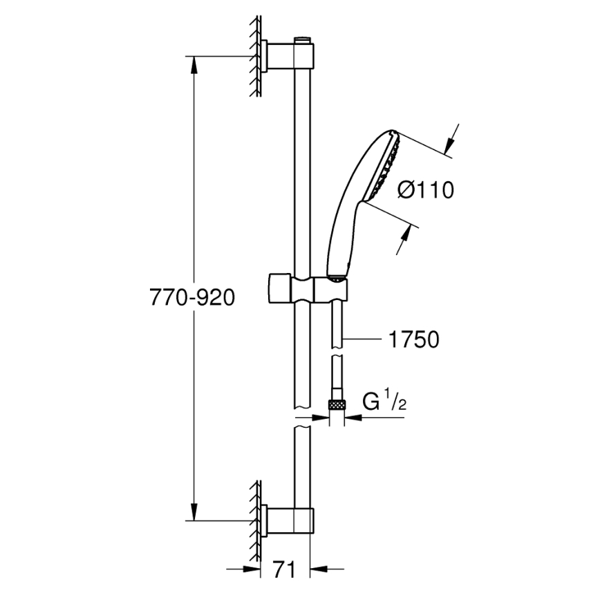 GROHE 26953001 - VITALIO START 110 900 mm Shower Set, Polished Chrome