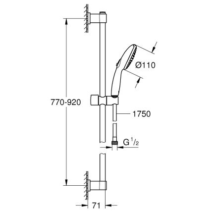 GROHE 26954001 - VITALIO START 110 Shower Set, 900 mm, Polished Chrome