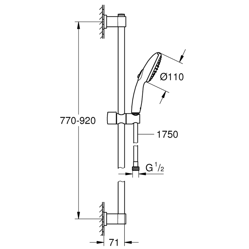 GROHE 26954001 - VITALIO START 110 Shower Set, 900 mm, Polished Chrome