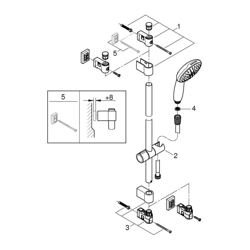GROHE 26955001 - VITALIO START 110 900 mm Stainless Steel Shower Set