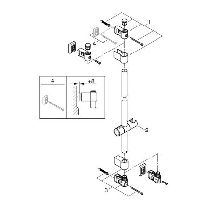 GROHE 269612431 - VITALIO UNIVERSAL 900 mm Shower Rail, Black