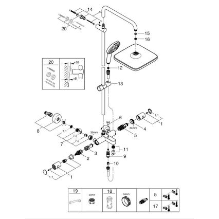 GROHE 26984001 - VITALIO COMFORT 390 mm Shower System, Polished Chrome