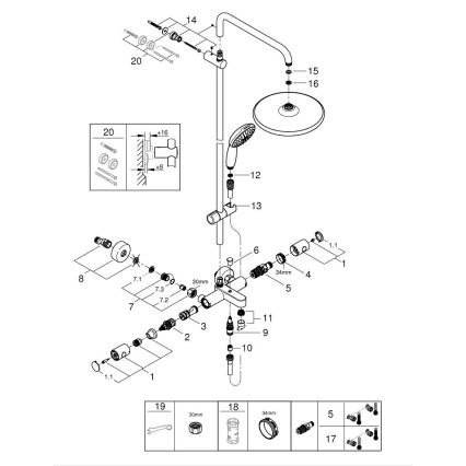 GROHE 269882431 - VITALIO START SYSTEM 250 390 mm Shower System, Black