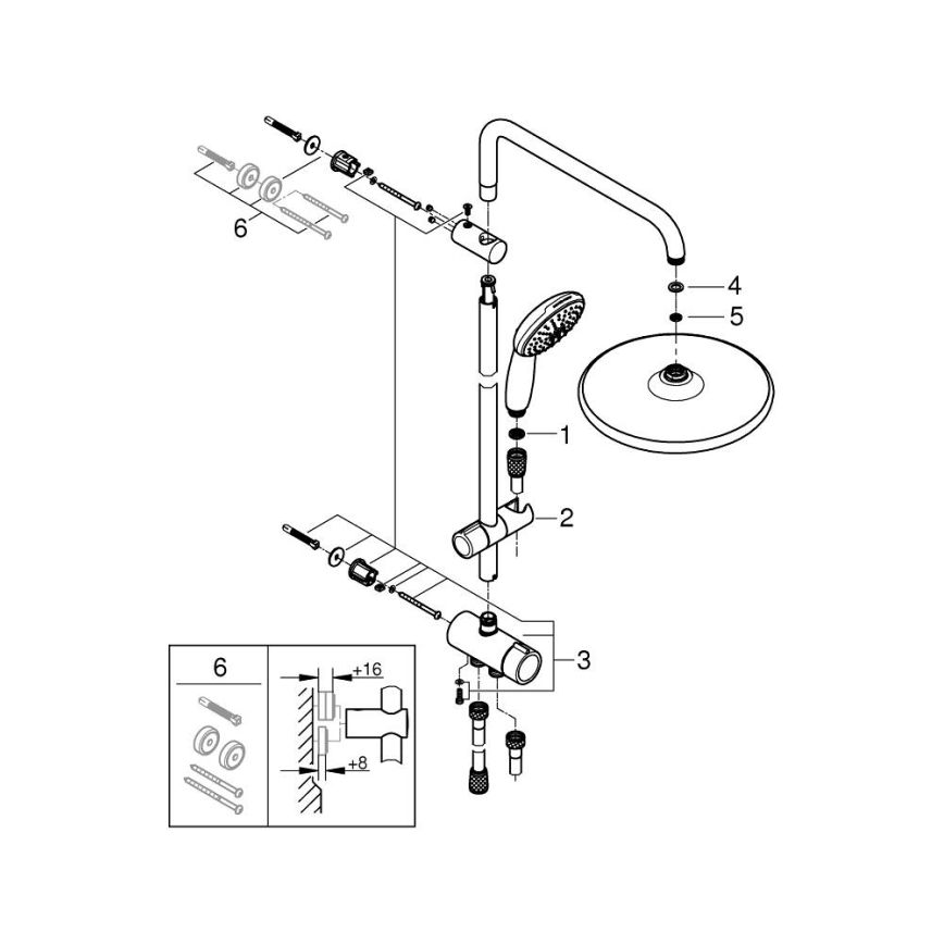 GROHE 26989001 - Shower system VITALIO START SYSTEM 250 390 mm polished chrome