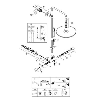 GROHE 27174001 - Shower system RAINSHOWER SYSTEM 400 450 mm polished chrome