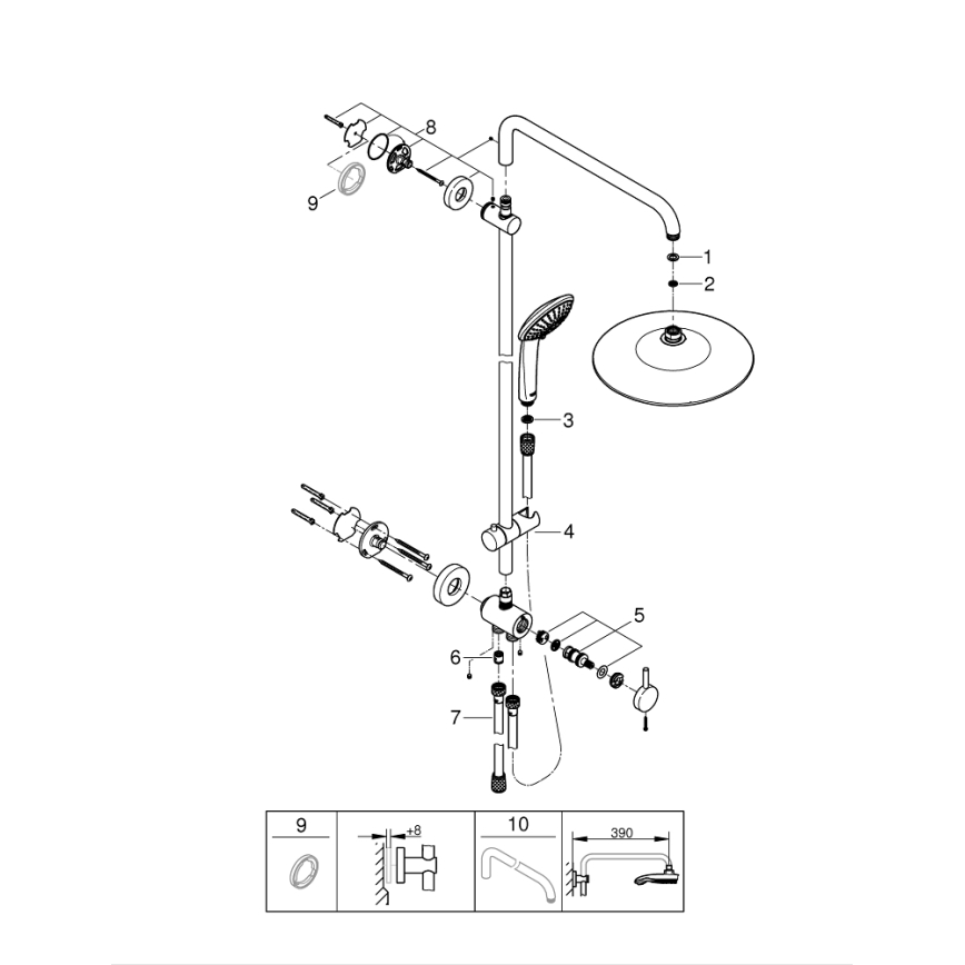 GROHE 27421002 - EUPHORIA 260 Shower System, Polished Chrome
