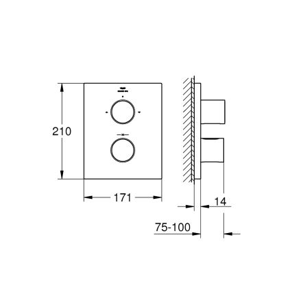 GROHE 27618000 - GROHTHERM F Thermostatic Trim, Polished Chrome