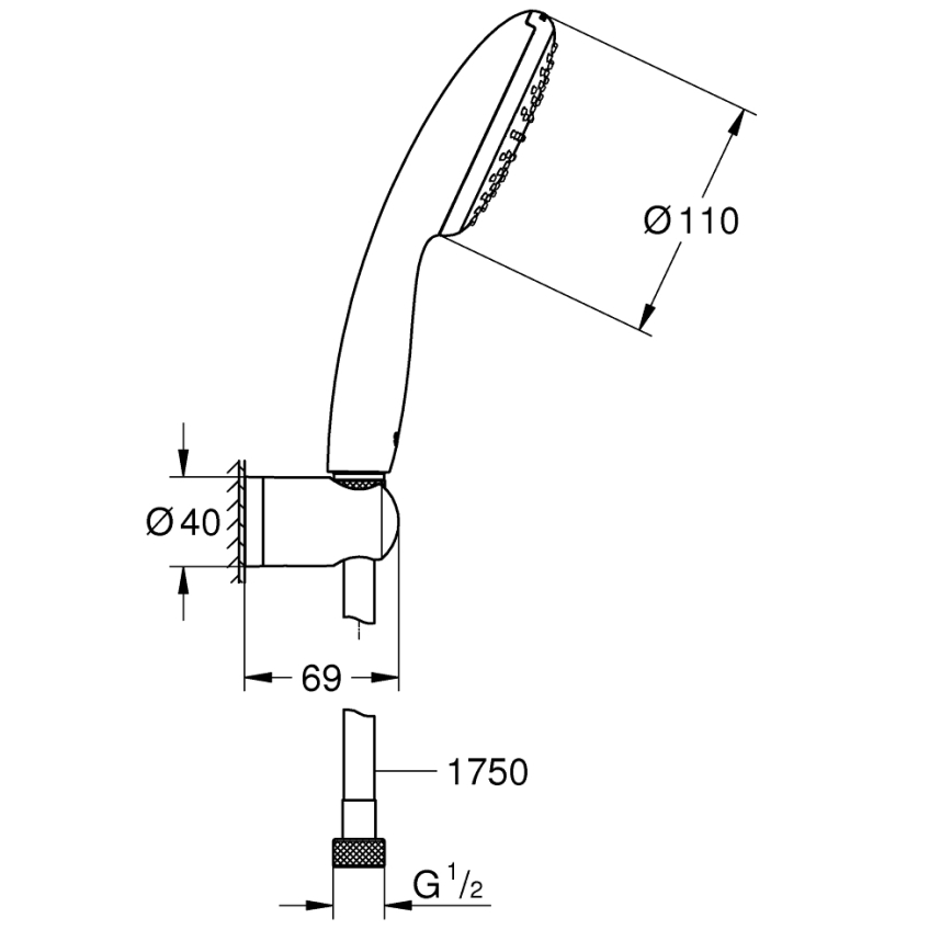 GROHE 27944001 - VITALIO START 110 Shower Set, 110 mm, Polished Chrome