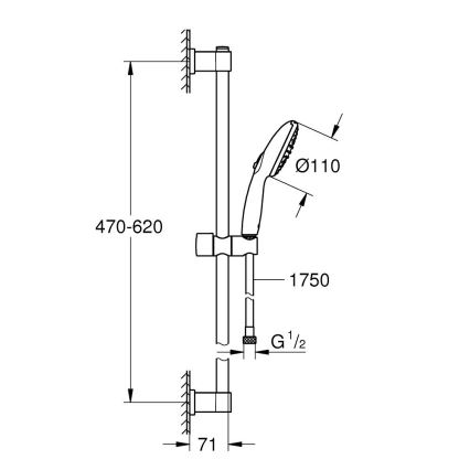 GROHE 279482431 - VITALIO START 110 600 mm Shower Set, Black