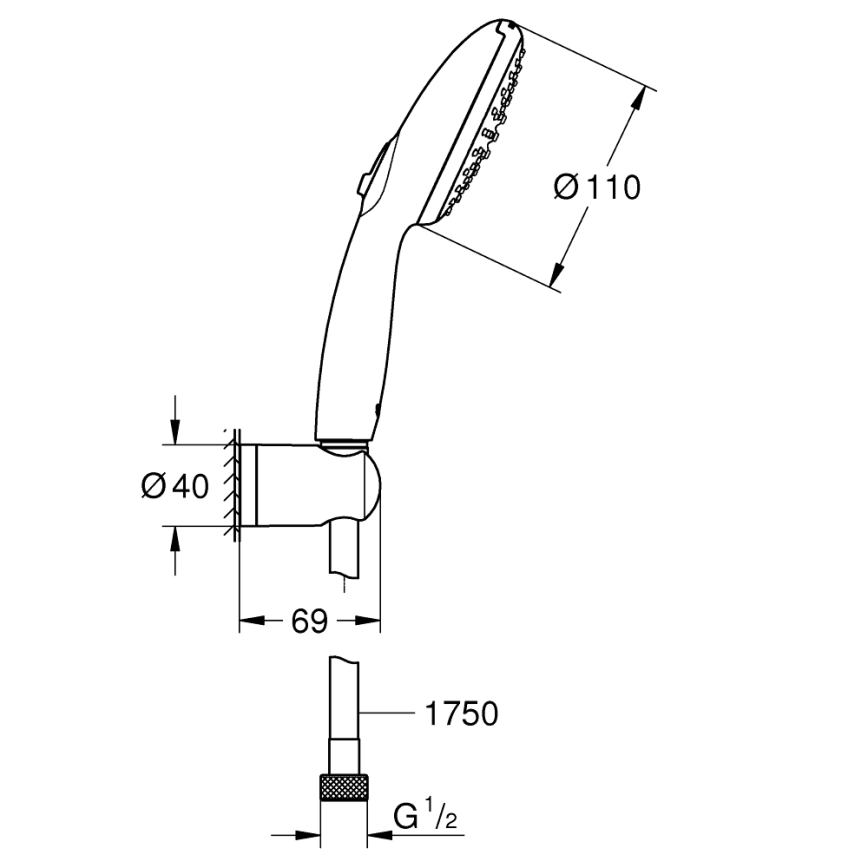 GROHE 279502431 - VITALIO START 110 Shower Set, 110 mm, Black