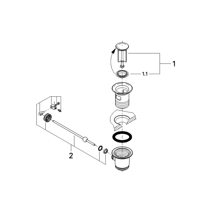GROHE 28910000 - 1 14” Waste Set, Polished Chrome