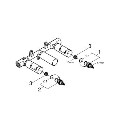 GROHE 29025002 - Universal concealed body for three-hole basin mixer, brass