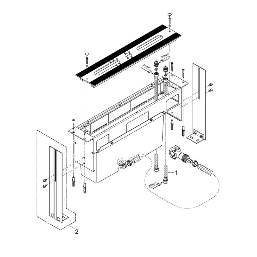 GROHE 29037000 - Mounting body for 45-hole bath mixer, polished chrome