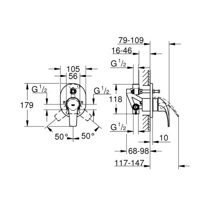 GROHE 29043000 - EUROCUBE Bath Mixer in Polished Chrome