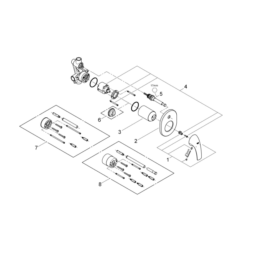 GROHE 29043000 - EUROCUBE Bath Mixer, Polished Chrome