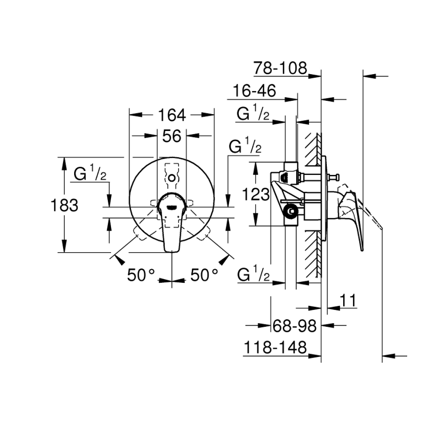 GROHE 29117000 - LINEARE bath mixer, polished chrome
