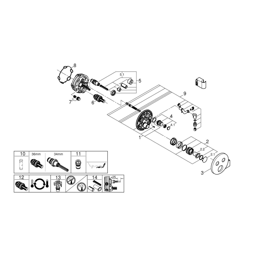 GROHE 29120000 - GROHTHERM SMARTCONTROL thermostatic concealed shower mixer + chrome holder