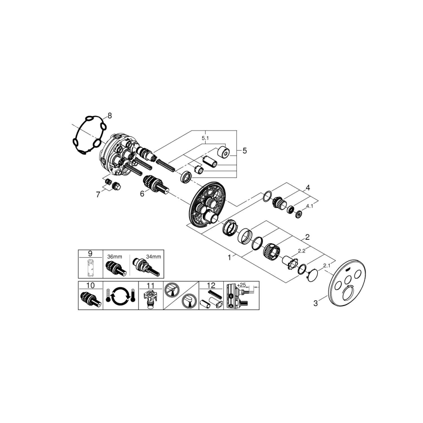 GROHE 29121AL0 - Thermostatic shower mixer for concealed installation GROHTHERM SMARTCONTROL graphite