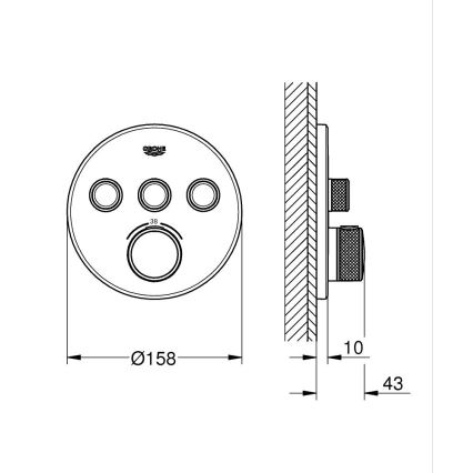 GROHE 29121GL0 - GROHTHERM SMARTCONTROL Thermostat, Gold Finish
