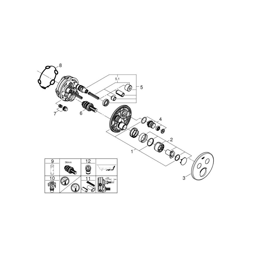 GROHE 29145000 - SMARTCONTROL Concealed Mixer Escutcheon, Polished Chrome