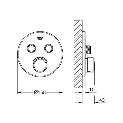 GROHE 29145000 - SMARTCONTROL Concealed Mixer Escutcheon, Polished Chrome