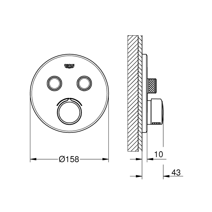 GROHE 29145000 - SMARTCONTROL Concealed Mixer Escutcheon, Polished Chrome