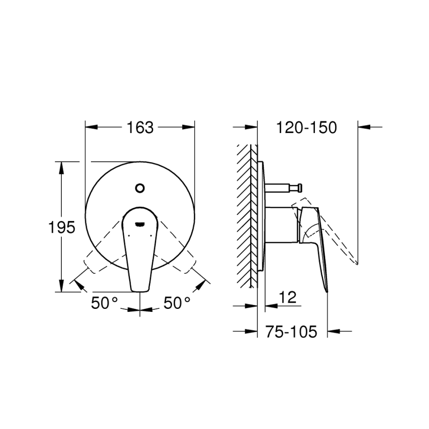 GROHE 29190001 - BAUEDGE Bath Mixer DN 15, Polished Chrome