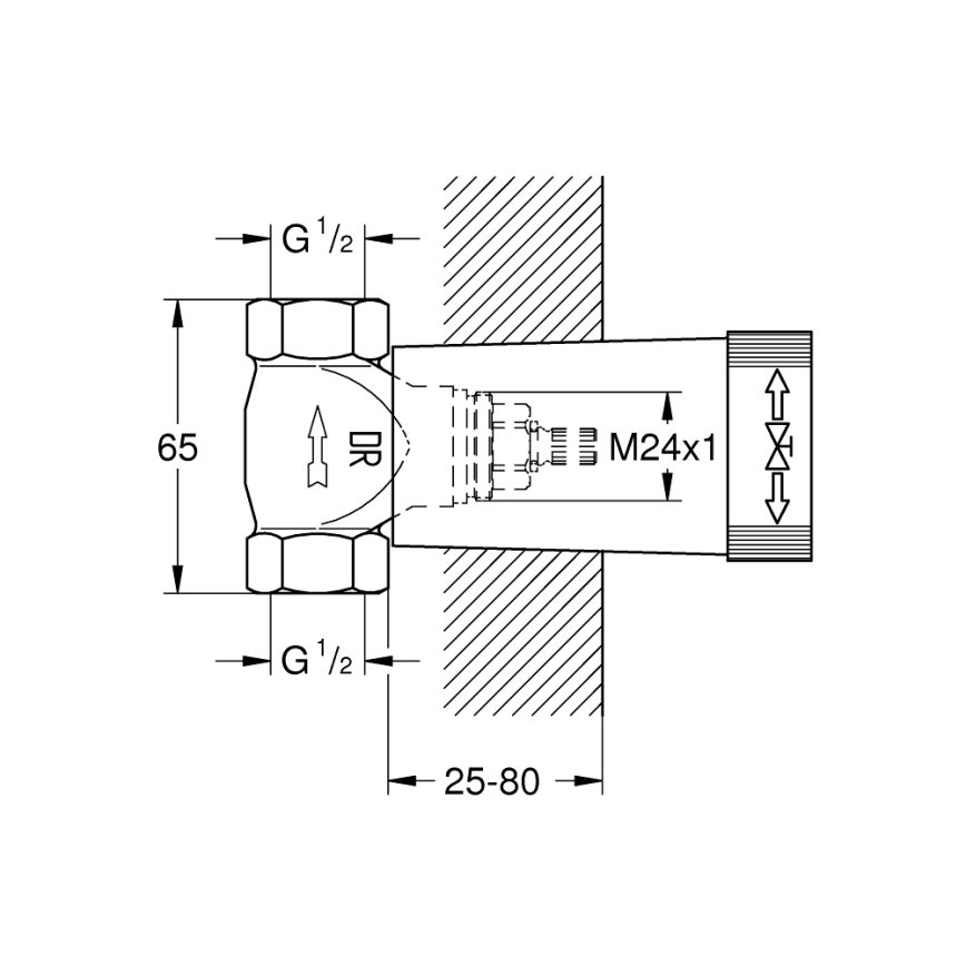 GROHE 29800000 - Lower body for concealed valve DN 15, brass