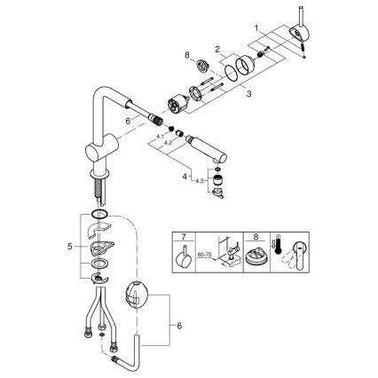 GROHE 30274000 - Kitchen faucet with L-shaped spout, polished chrome finish