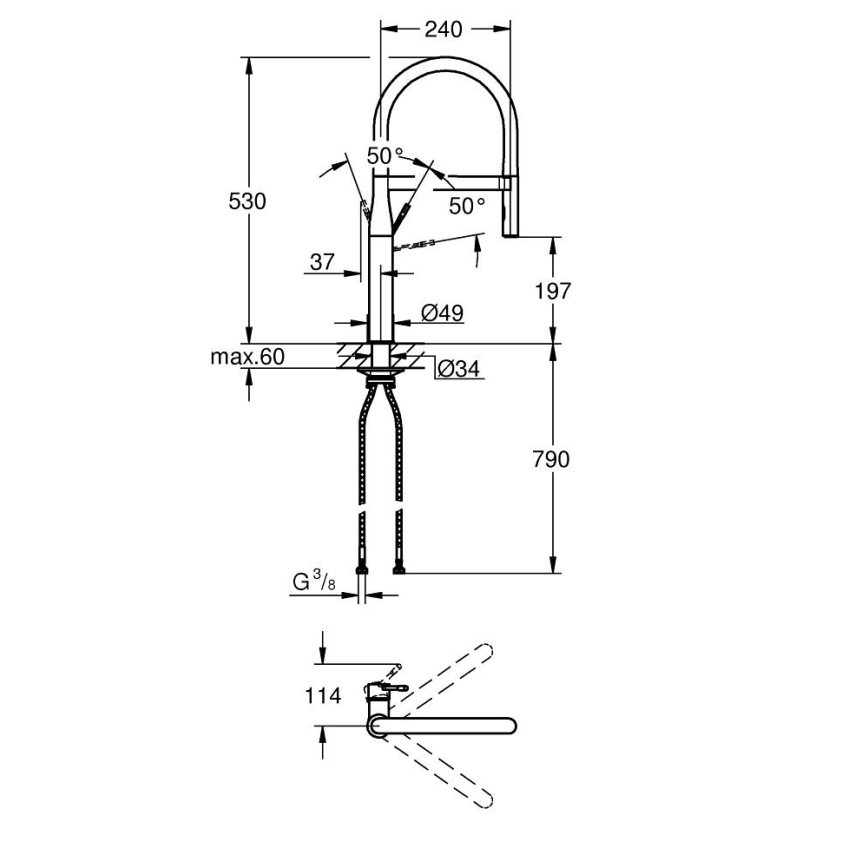 GROHE 30294A00 - ESSENCE Kitchen Faucet, Graphite