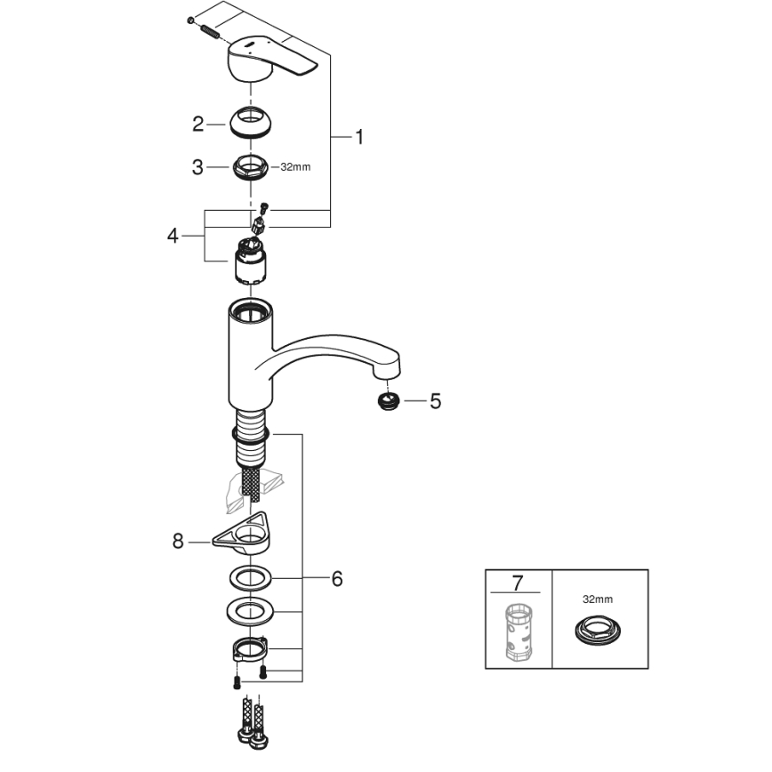 GROHE 305302432 - START 184 mm kitchen faucet, black