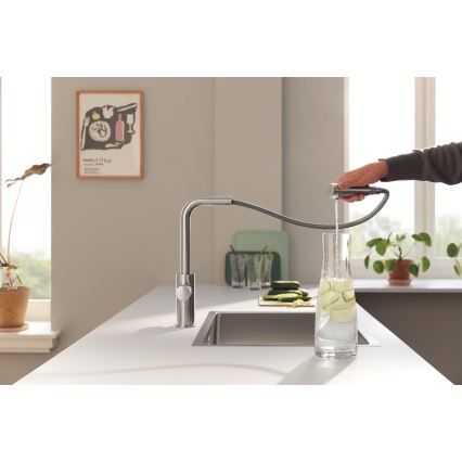 GROHE 30590DC0 - Kitchen faucet with pull-out spray head BLUE PURE, stainless steel