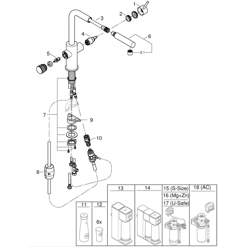 GROHE 30590DC0 - Kitchen faucet with pull-out spray head BLUE PURE, stainless steel