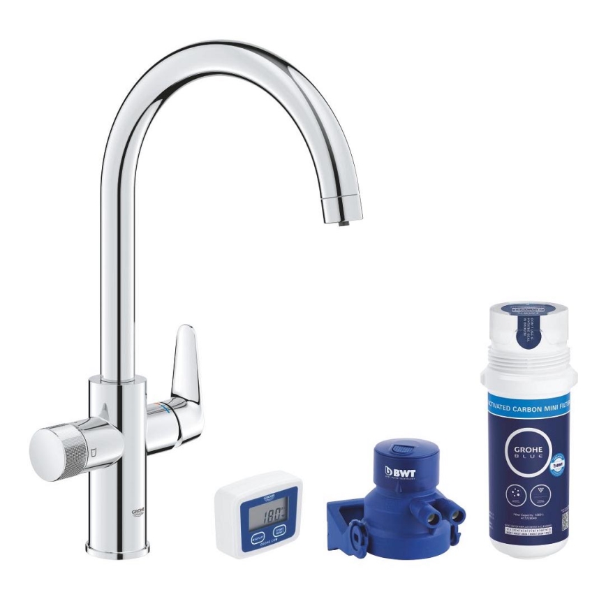 GROHE 30593000 - BLUE PURE C-spout kitchen faucet, polished chrome