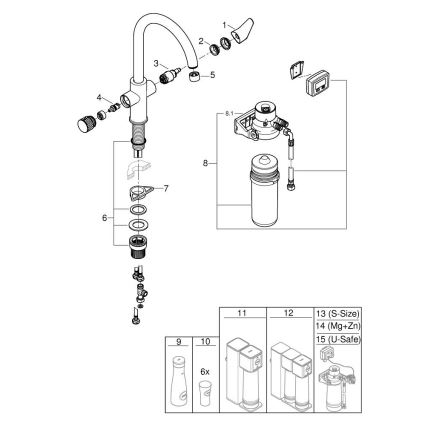 GROHE 30593000 - BLUE PURE C-spout kitchen faucet, polished chrome