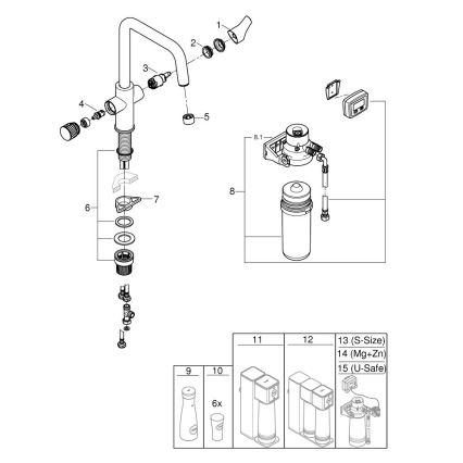 GROHE 30596000 - BLUE PURE kitchen faucet with integrated filtration, polished chrome