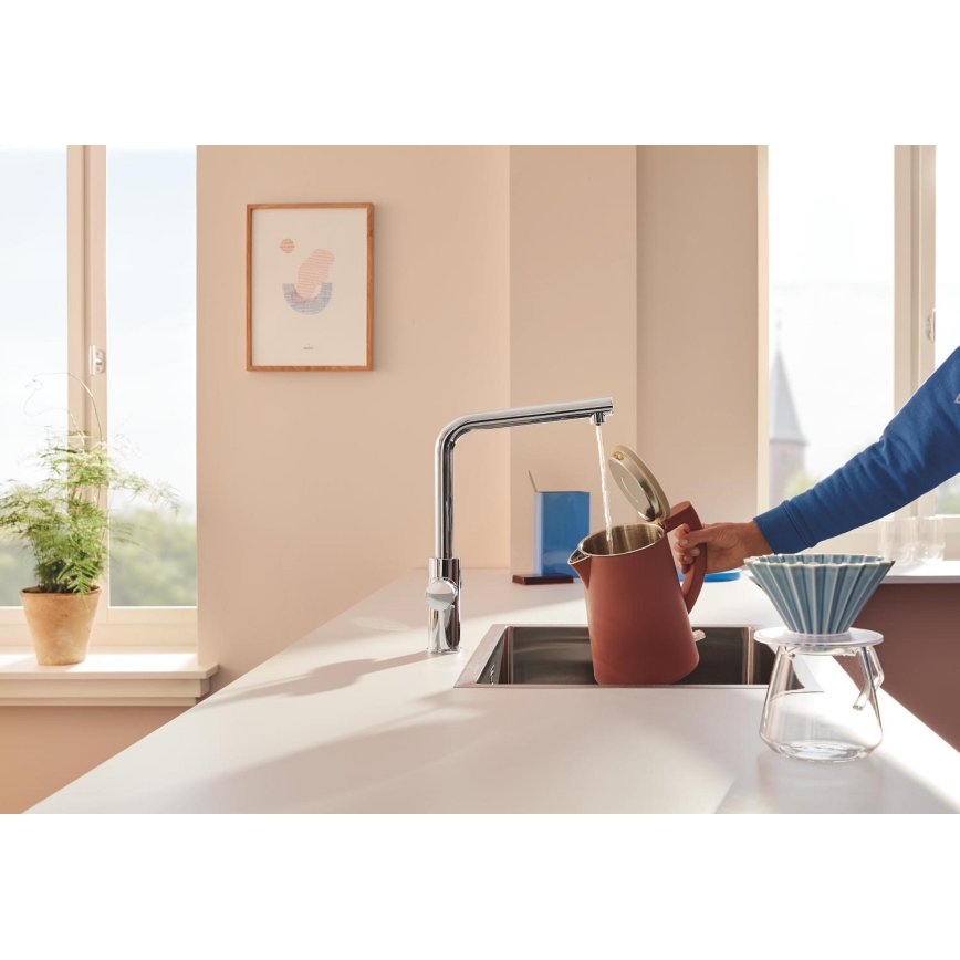 GROHE 30600000 - BLUE PURE Kitchen Faucet with L-shaped Spout, Polished Chrome