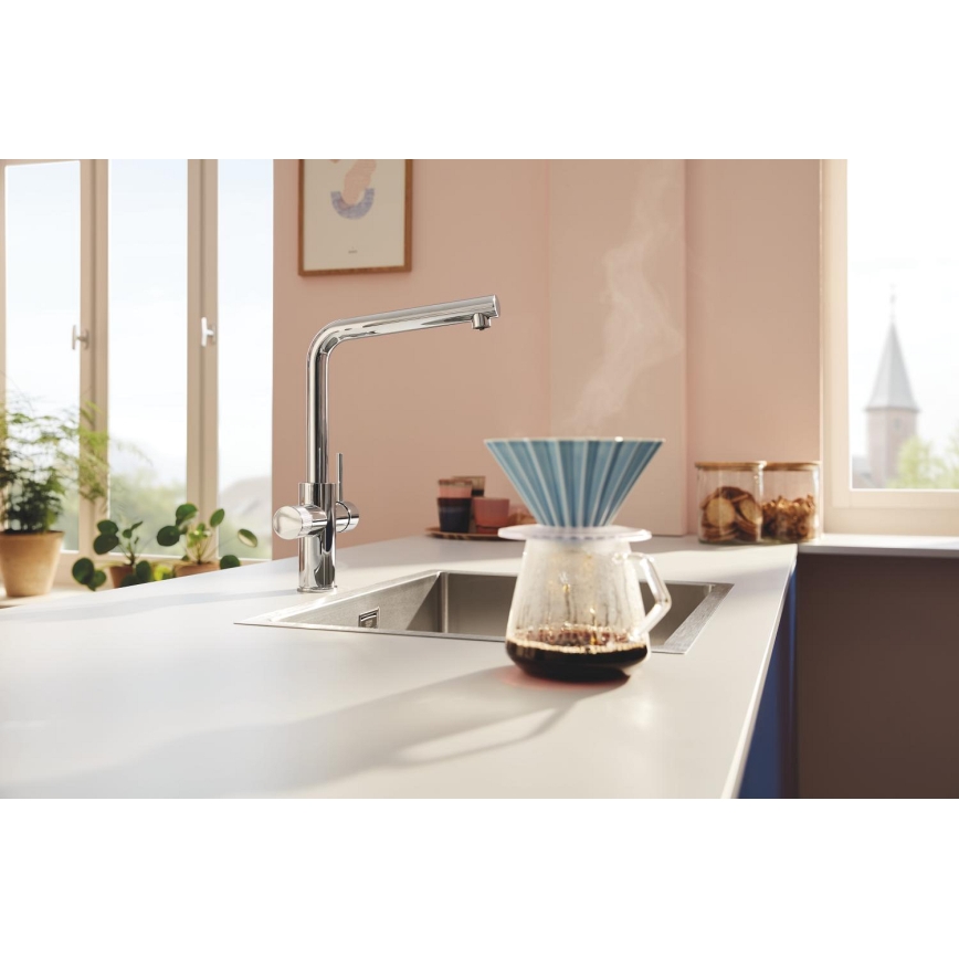 GROHE 30600000 - BLUE PURE Kitchen Faucet with L-shaped Spout, Polished Chrome
